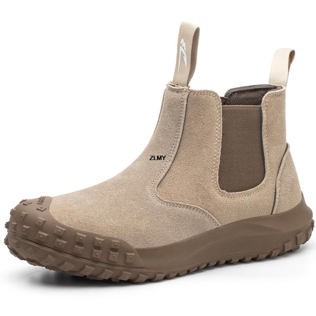 Защитная обувь без шнуровки, мужская обувь для сварщиков со стальным носком, устойчивые к ударам, искробезопасные рабочие защитные ботинки, мужские строительные противоударные ботинки челси