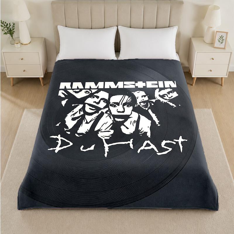 Rammstein Print Flannel Blanket Cozy Lightweight Plush Throw Blanket For Bed Sofa Household Use