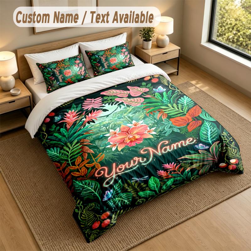 Decorative Artwork Theme Personalized 3Pcs Bedding Set Custom Text & Name 1 Sheet 2 Pillowcases Household Bedding 1pc