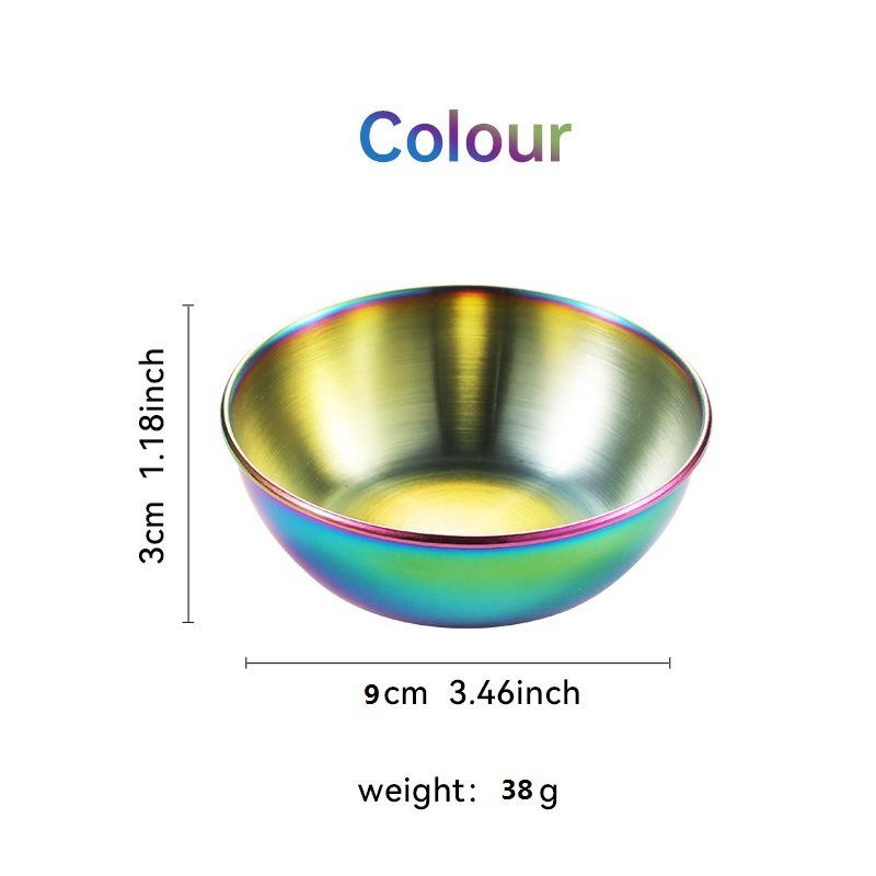 Stainless Steel Round Small Plate Gold Sauce Seasoning Plate Household Restaurant Kitchen Soy Sauce Plate Dipping Sauce Plate