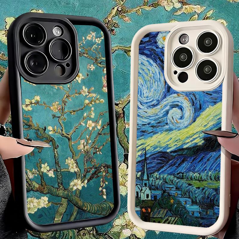 Чехол для телефона iPhone 17 Air 16E 15 16 Pro Max Ван Гог Масляная живопись Эстетика Чехол 14 Plus 13 12 Mini Мягкий корпус Силиконовый Забавный