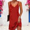 Women Plus Size V Neck Double Straps Sleeveless Floral Butterfly Printed Curved Hem Mini Dress