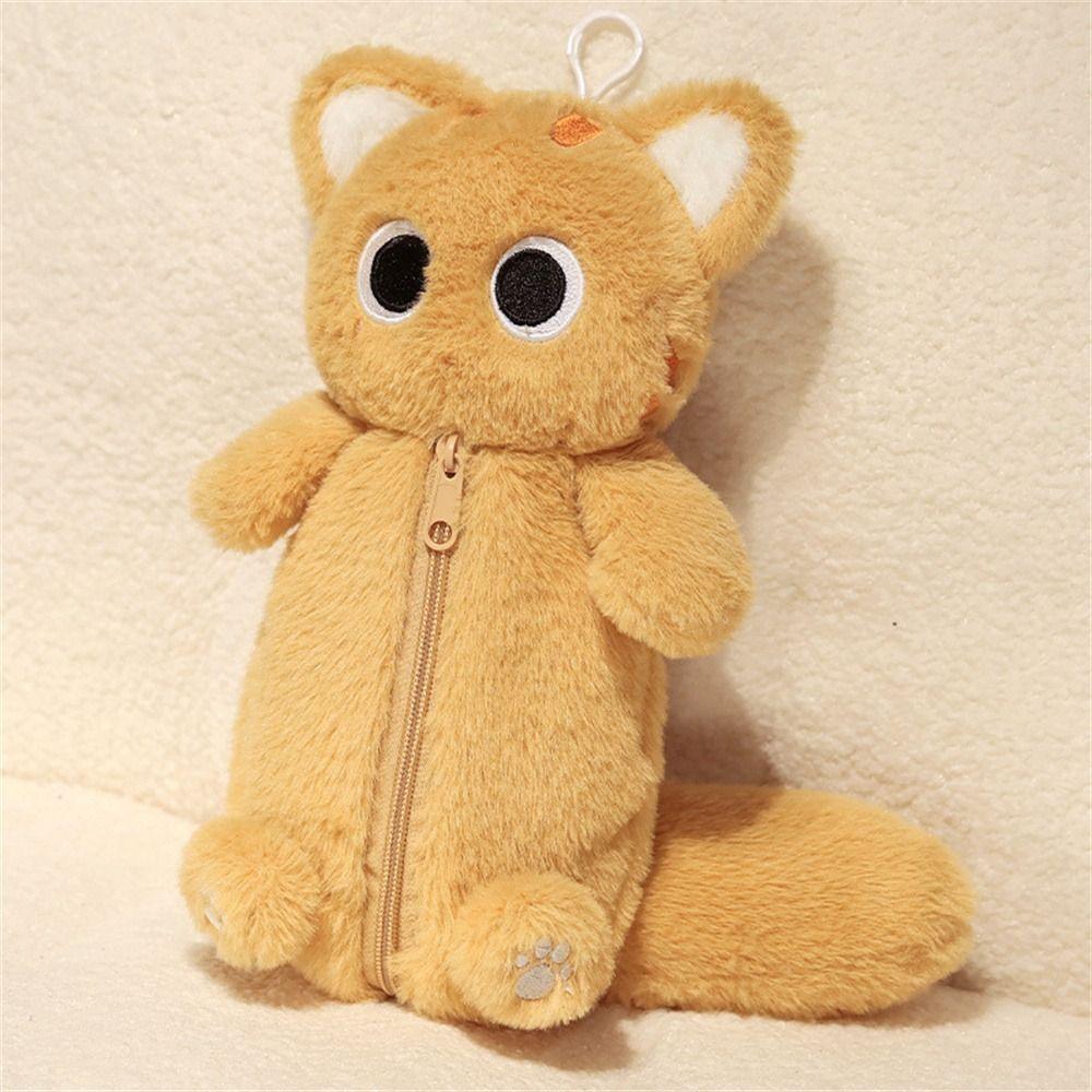 Large Capacity Stationery Bag Siamese Cat Cat Pencil Bag Kawaii Plush Pencil Case Office Supplies