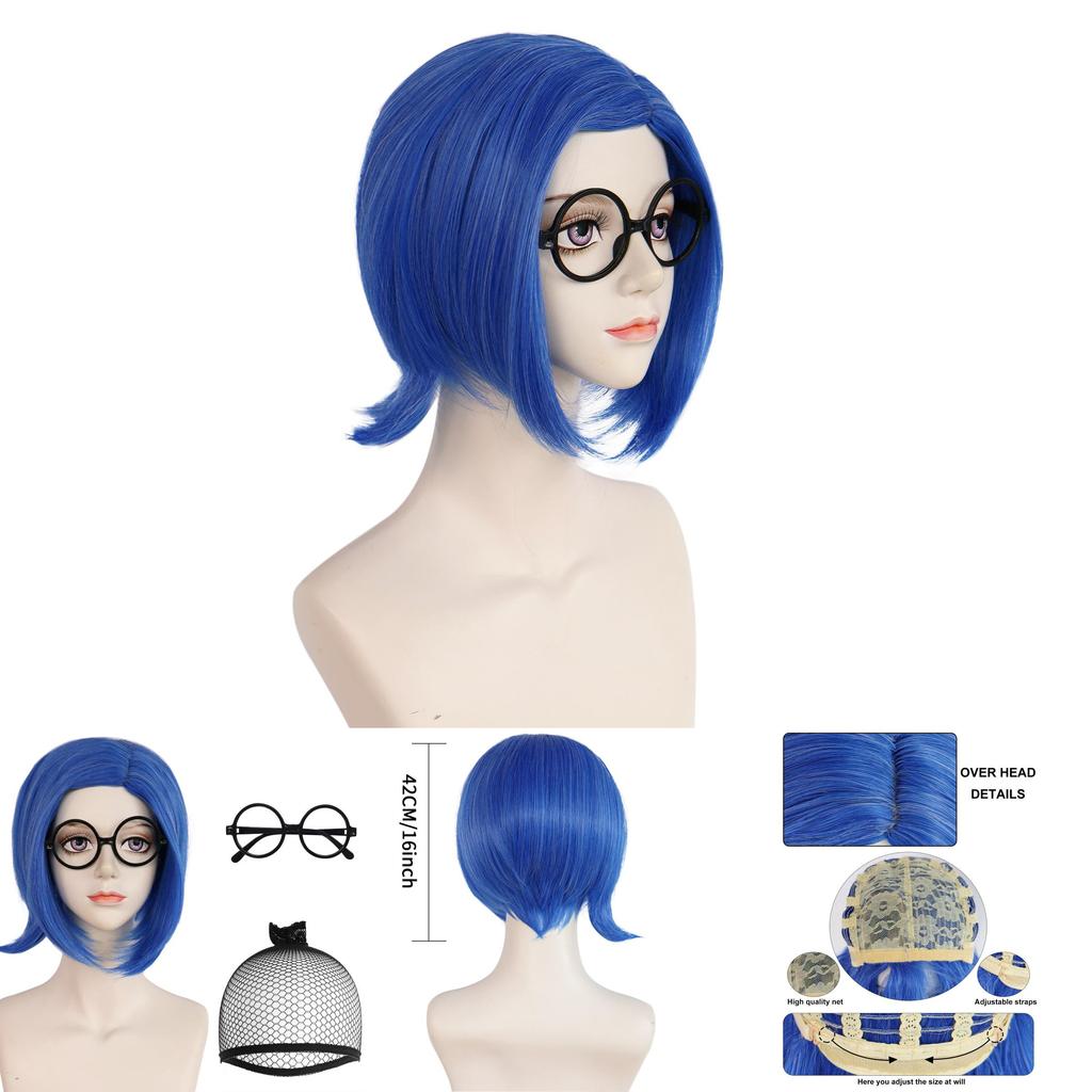 Inside Out Sadness Cartoon Cosplay Wig With Durable Hightemperature Silk For Scene Use