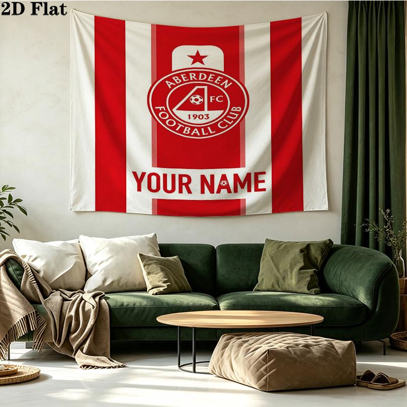 Custom Name Aberdeen FC Printed Tapestry – Wall Hanging for Bedrooms, Dorms, and Home Decor