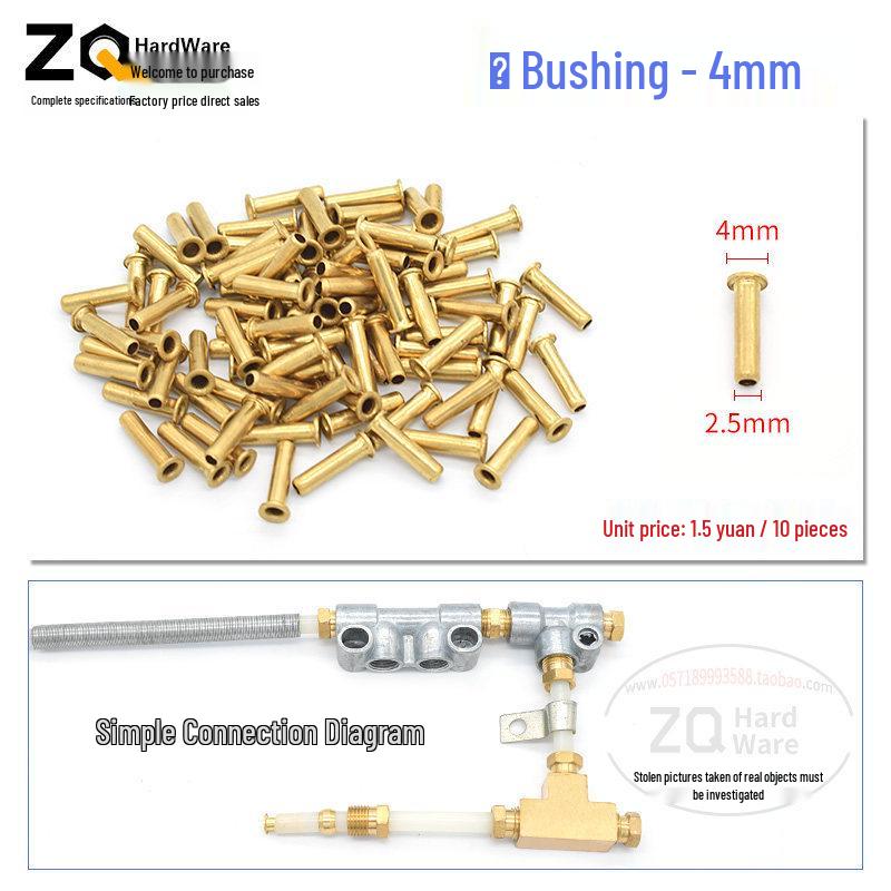 Oil Circuit Distributor Set: Nylon Tube, Copper Double-Ended Plug, Bushing, Inner Snap Ring (810x1 to 1/4), 68mm.