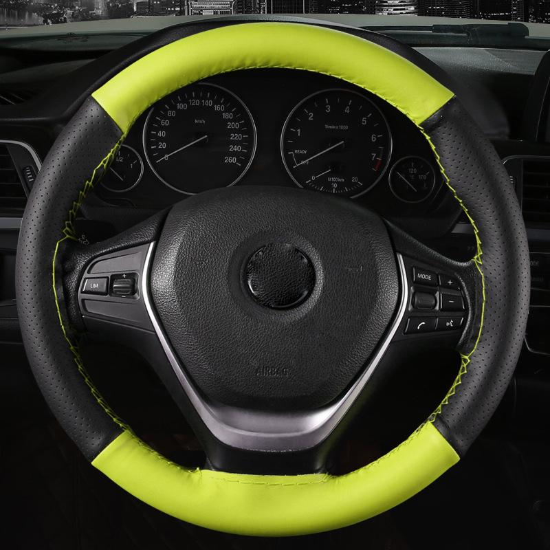 38 см чехол на руль автомобиля искусственная кожа сращивание противоскользящий плетеный чехол для руля с игольчатыми нитками