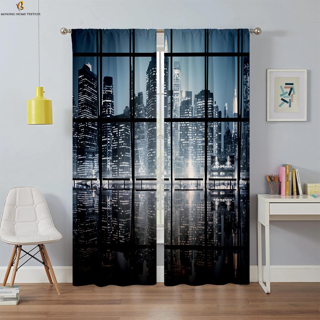 3D-печатные шторы с морским пейзажем за окном 100% полиэфирное волокно спальня гостиная кабинет декоративные шторы