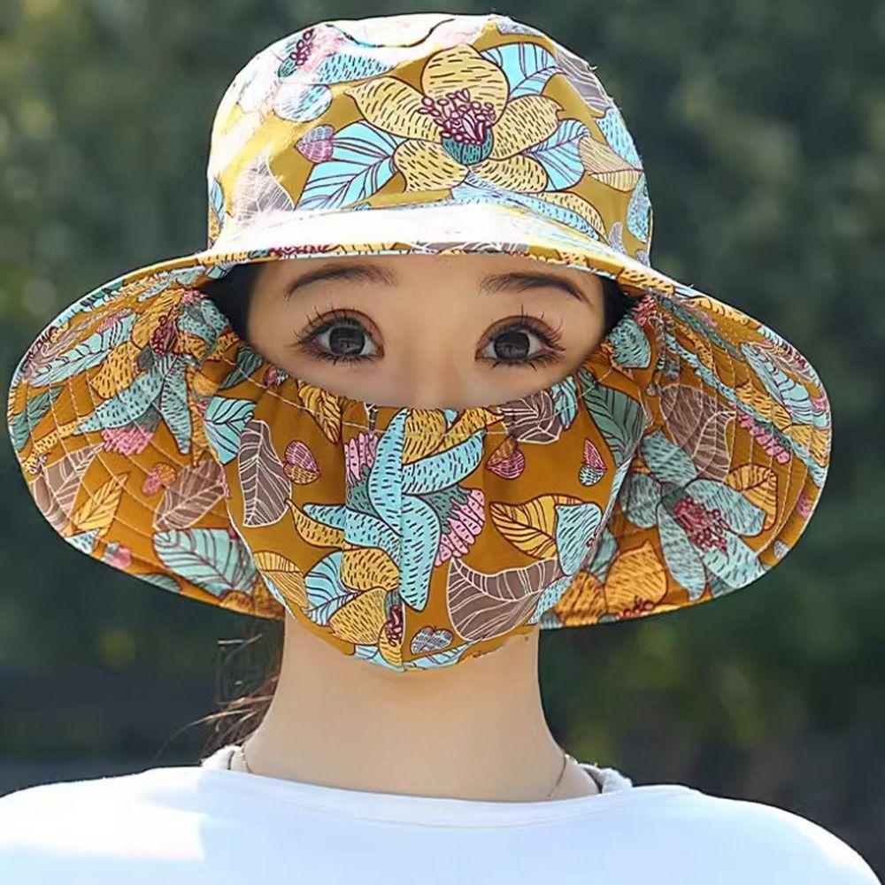 Кепка для лица Солнцезащитная маска для лица Панама Модная женская шляпа от солнца на открытом воздухе
