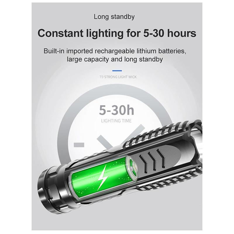 Q5 Multifunctional USB Charging Small Portable Outdoor Camping Emergency Flashlight Camping Emergency Charging Treasure Belt COB Side Lights
