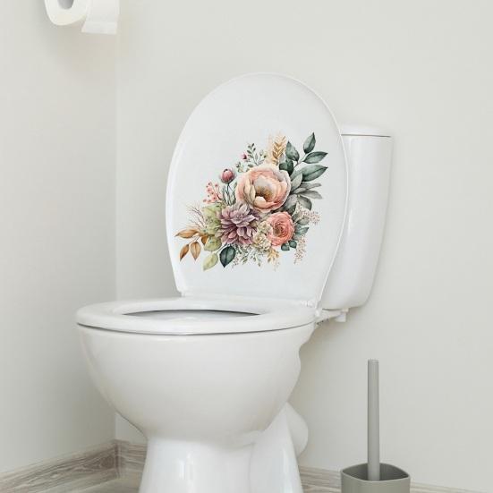 Toilet Sticker Floral Pattern Toilet Lid Sticker Self-Adhesive Bathroom Decal for Home