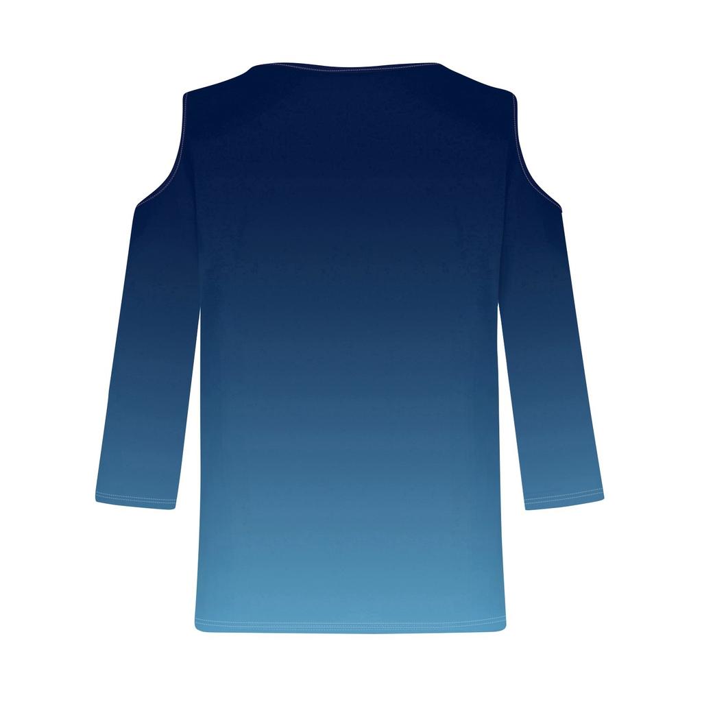 Women's Casual Shirt Blouse Print V-neck Sexy Cold Shoulder 3/4 Sleeve Top