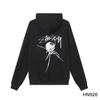 Stussy 2025 Новая весна и осень свободная толстовка большого размера с тонким фасоном паука черного цвета с принтом 8 букв из хлопка с капюшоном для пары