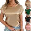 Женская модная повседневная однотонная футболка с круглым вырезом и короткими рукавами Футболка с короткими рукавами