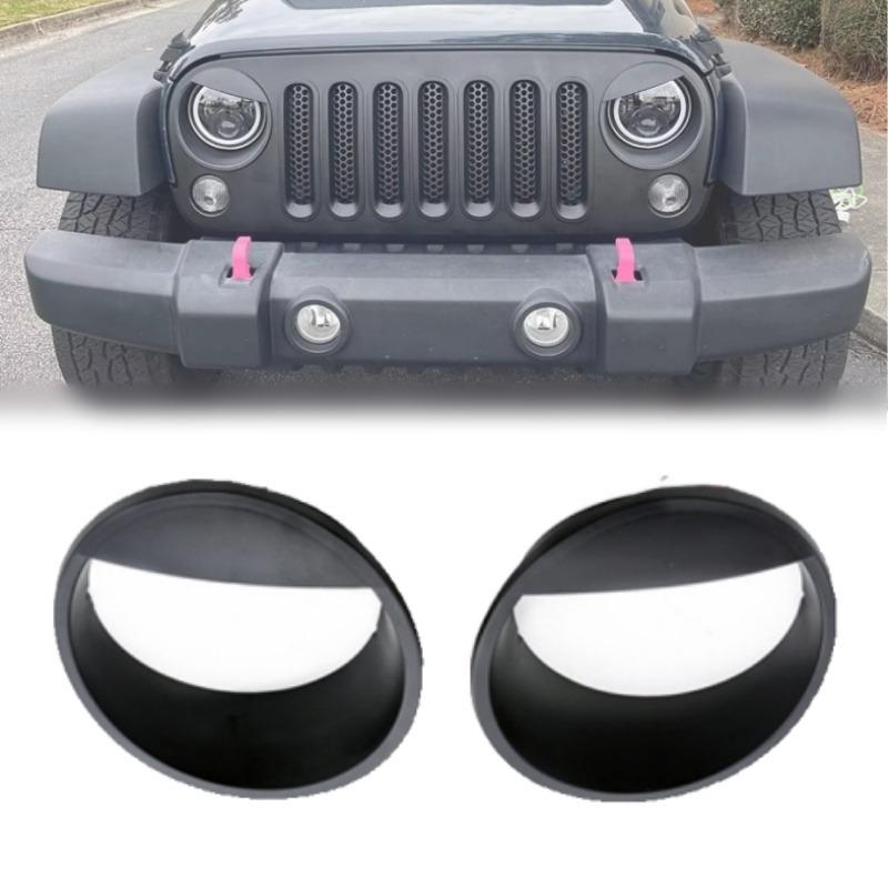 Car Front Headlight Trim Cover ABS Head Lights Lamps Frame Decorative Ring Trim for Jeep Wrangler JK 2007-2017