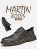 Men's Large Size 45 Genuine Leather Casual Shoes - Retro Spring Trend Low-Top Martin Boots