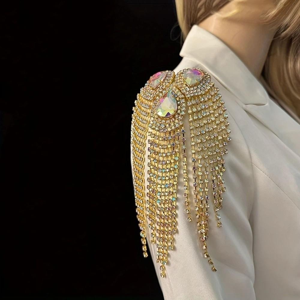 Fringe Shoulder Epaulets Sparkly AB Crystal Shoulder Ornament Rhinestone Epaulets  Fashion Shoot