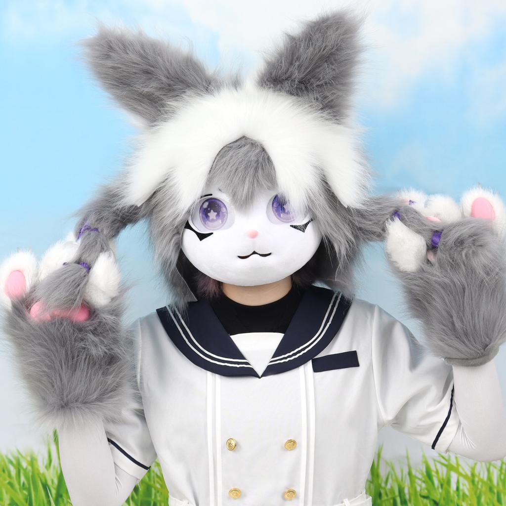 Плюшевая маска-голова животного Fursuit Головной убор Костюм для косплея Furry Маскарадный костюм Аксессуары