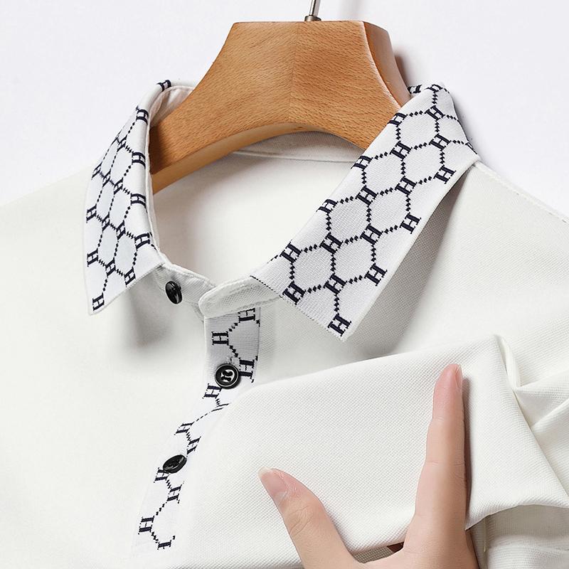 Мужская рубашка поло оригинального дизайна, жаккардовая с буквами, с длинным рукавом, осенняя, с лацканами, футболка, деловая, классическая, повседневная, модный тренд, мужская одежда