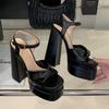 Fashion Star Style Fashion Double Platform Wedges Women Gladiator Sandals Summer 15cm Ultra High Heels Chunky Party Dress Shoes Sandals