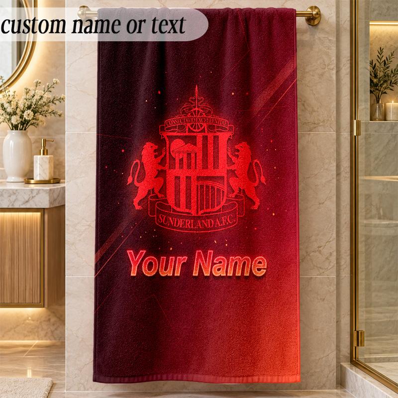 Beach TowelSunderland FC Custom Name Text Personalized Soft Towel for Beach Pool Indoor Home Decor Gift