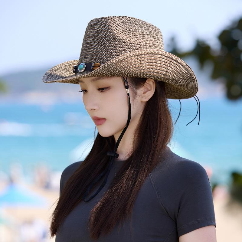 Hot-selling retro western cowboy hat children's summer versatile straw straw hat outdoor versatile sunshade sunscreen hat
