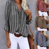 Ayollar Bahor Kuz Kundalik Keng Chiziqli Ko'ylaklar Vintage Ayollar Katta O'lchamli Ko'ylaklari va Bluzkalari Moda Elegant Yosh Ayollar Toplari