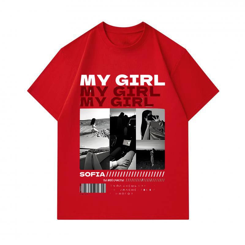 Men's 100% Cotton Crew Neck Short Sleeve T-Shirt, My Girl Letter Print Casual Soft Breathable Daily Streetwear Tee for Summer Outdoor Daily Wear