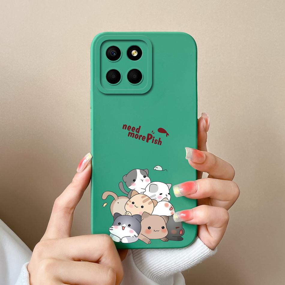 For Huawei Honor X6 X6S X6A Case Cartoon Liquid Silicone Full Coverage Anti Drop Phone Shell For HonorX6 X 6 X6 S A Bumper Funda