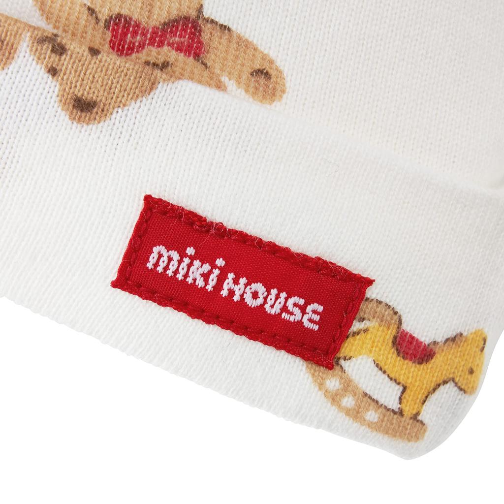 Miki House Baby Hood Hat, Made in Japan, for Boys and Girls, Newborns, Baby Clothing, One Size Fits All (36-40cm), White, 40-9238-495