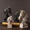 Modern Animal Sculpture Art Miniatures Figurine Micro Landscape Horse Head Statue  Cabinet