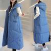 Thick Warm Long Women's Vest  Korean Winter Down Waistcoat Female Casual Hooded Zipper Sleeveless Jacket Long Vests Parkas