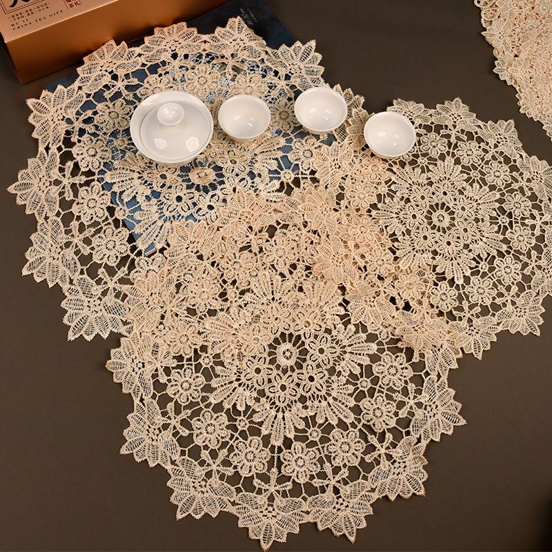 Этнический стиль Вышитая Нескользящая Круглая Подставка и Декоративная Настольная Салфетка