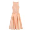 Spring and Summer Women's Clothing Gentle round Neck Sleeveless Honeycomb Format Stretch Fabric Midi Skirt Dress 3067329