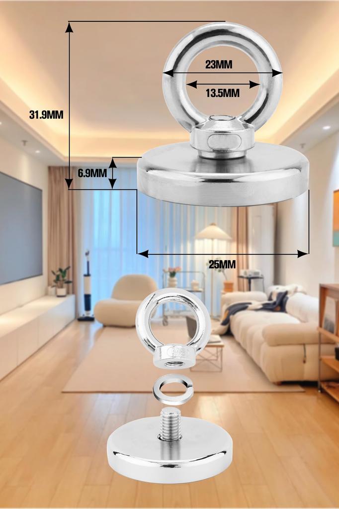 Сверхпрочные магнитные крючки YESCUT грузоподъемностью 17 кг, 25 мм, из нержавеющей стали 304, прочные, съемные, для наружного и настенного монтажа, набор из (Набор 4), Емкость,
