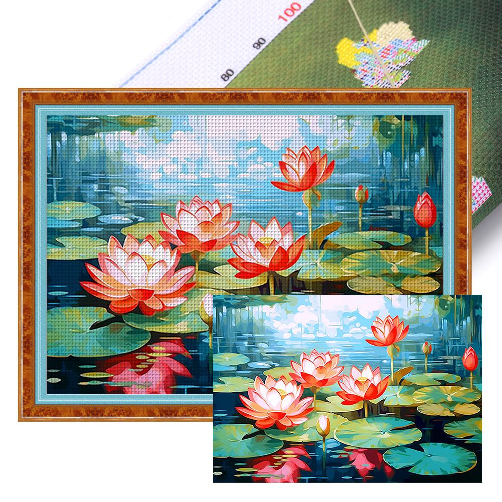 Полный комплект для вышивки крестиком из эко-хлопка 9CT Printed Flower Art