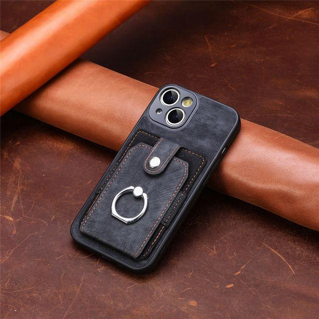Слот для карты и кольца на палец, кожаный чехол для телефона Iphone 14 Pro Max 15 11 12 13 14 Plus 14pro Iphone14 Iphone13, матовый чехол