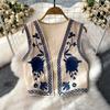 Винтажный кардиган с цветочной вышивкой, жилет для женщин, лето 2025 г., новые женские топы в национальном стиле, повседневный жилет в стиле пэчворк для женщин