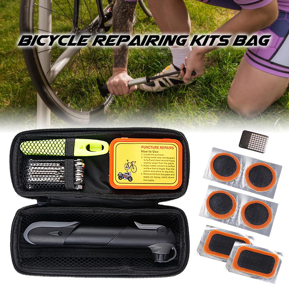 Комплект для ремонта велосипеда Портативный набор инструментов для ремонта велосипеда Коробка Набор для крепления шин Сумка с насосом для шин