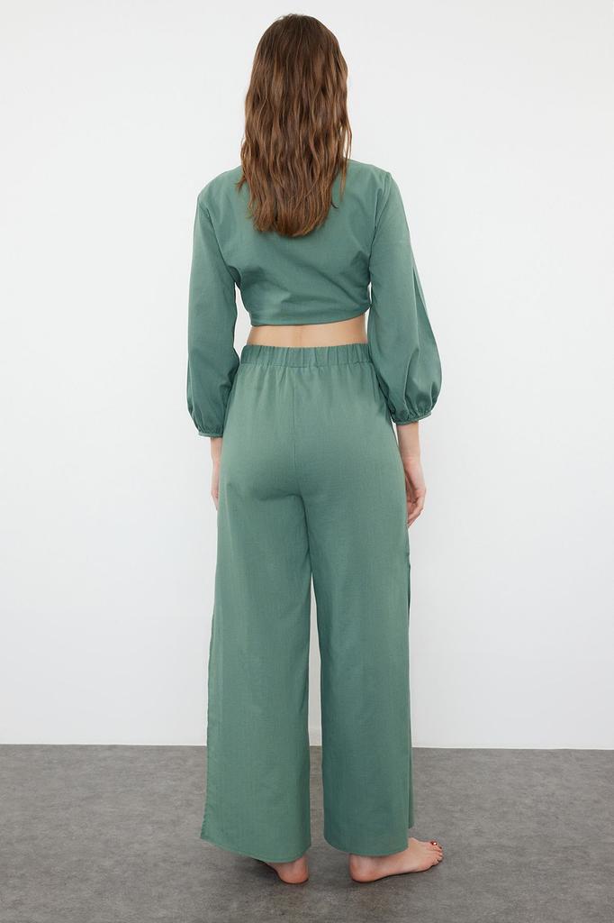 Женские брюки из 100% хлопка коричневой ткани