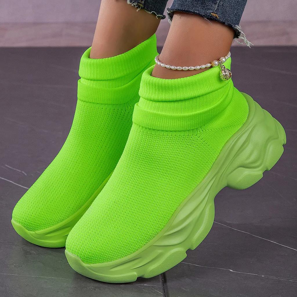 Кроссовки Женская обувь Женская спортивная обувьЭластичные носки обувь четыре сезона дышащие новые модные спортивные летающие вязаные носки женская обувь