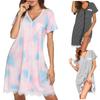 Женское свободное кружевное платье с коротким рукавом и v-образным вырезом в полоску, домашняя ночная рубашка с принтом