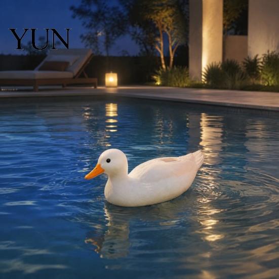 Durable Blow Molded Resin Swan Solar Floating Garden Statue with Warm LED Lights, Waterproof Outdoor Pond Decor Landscaping Night Lights for Backyard