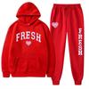 European size plus fashion printed sweater autumn and winter fleece warm hoodie casual sports women's suit