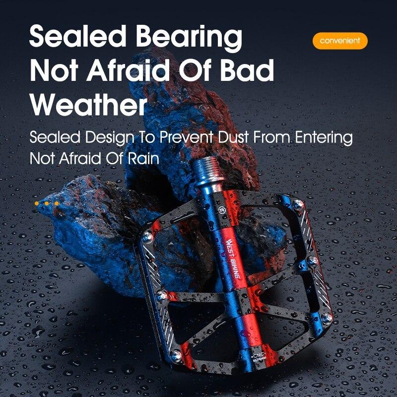 WEST BIKING CNC 3 Bearing Bicycle Pedals Ultralight BMX MTB Road Bike Pedals Non-slip Aluminum Alloy Reflective Cycling Parts