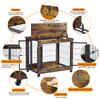 Dog Crate, Wooden Kennel Table with Double Door, Indoor Dog House with Hinged Roof, with Casters for Easy Mobility, Vintage Brown, 80*56*69.5cm