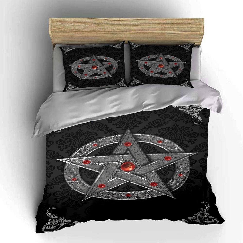 Silver pentagram with gemstones. Bedding sets Duvet cover sets Duvet covers Pillowcases(1* Duvet Cover 2* Pillowcases without duvet insert)