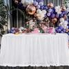 Tulle Table Skirt for Rectangular Tables White Pleated Table Cloth 6Ft/9Ft Wrinkle Free Tablecloth with Tutu Skirt for Wedding Birthday Party