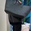 High End New Double-sided Woven Tote Bag Women's Leather Single Shoulder Handbag Large Capacity Bag Vegetable Basket
