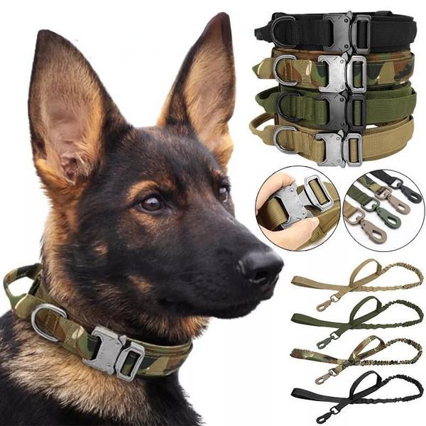 Adjustable Tactical Dog Collar Dog Leash Military Nylon Buckle with Control Handle for Dog Training